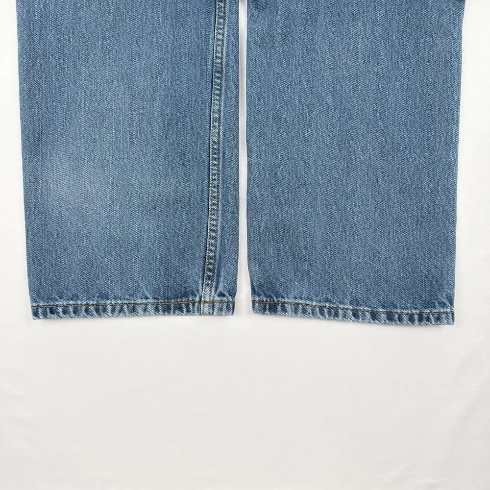 Levi's 505 Straight Leg Jeans 36 x 30 Medium Wash Blue Cotton Denim 90s Vibes